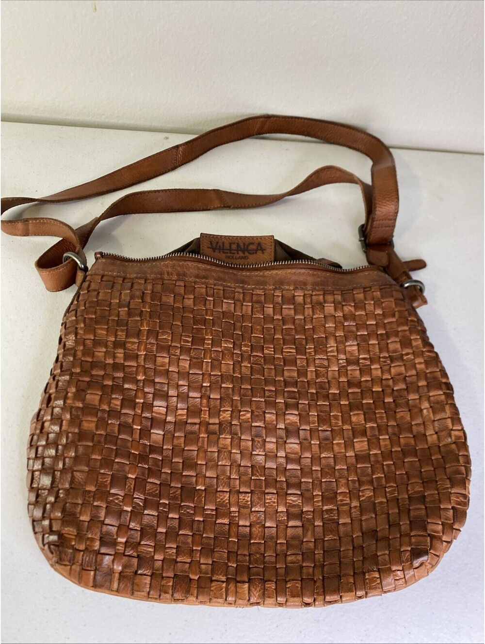 Vilenca Holland Crossbody Brown Purse Woven Leather